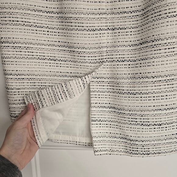 NEW NWT Calvin Klein White & Black Tweed Pencil Skirt Faux Leather Trim | Size 8 - Picture 8 of 10